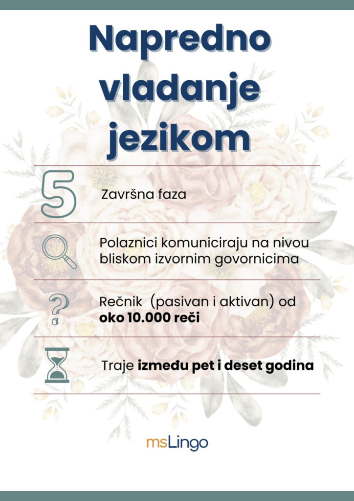 Faze u savladavanju stranog jezika - napredno vladanje jezikom
