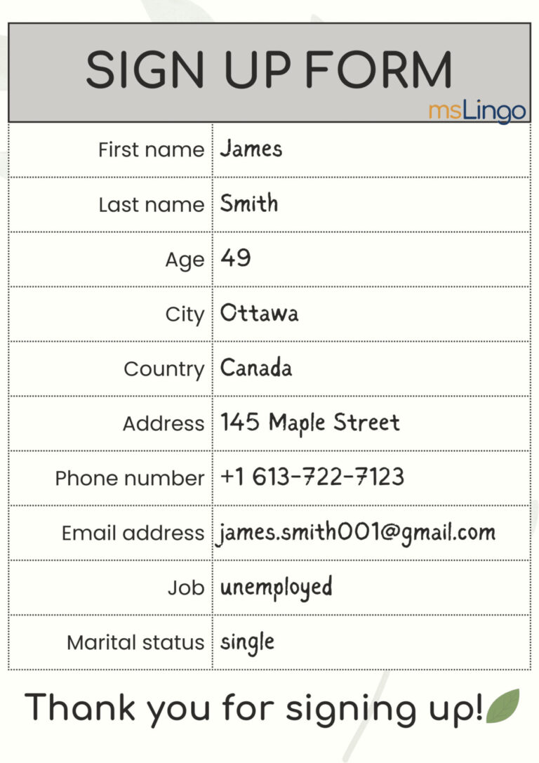 primer popunjenog formulara za prijavu