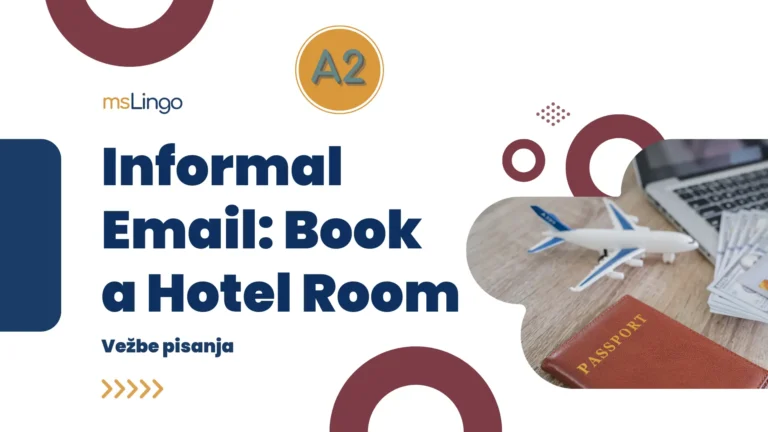 Vežbe pisanja A2 - Informal email Book a Hotel Room
