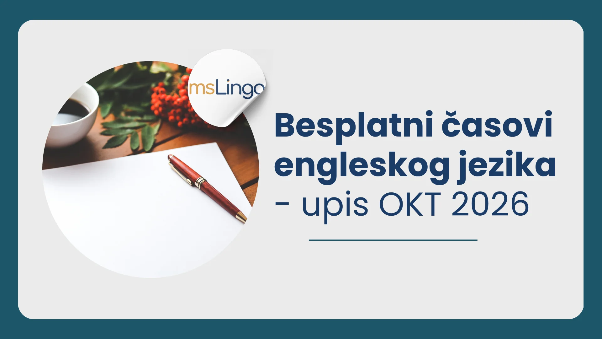 Besplatni časovi engleskog jezika - upis oktobar 2026